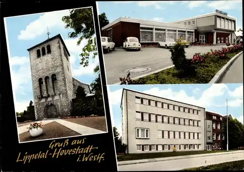 Ak Hovestadt Lippetal in Westfalen, Sparkasse, Kirche, Gebäude