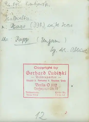 Foto Boxen, Halbwelter Haas DDR gegen Papp Ungarn, Cantianstraße 1954