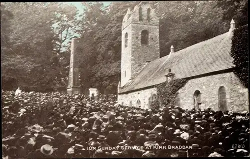 Ak Braddan Douglas Isle of Man North West England, Sunday Service at Kirk