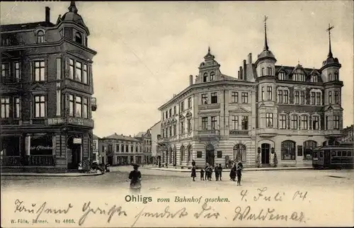 Ak Ohligs Solingen Bergisches Land, Ortspartie v. Bahnhof gesehen