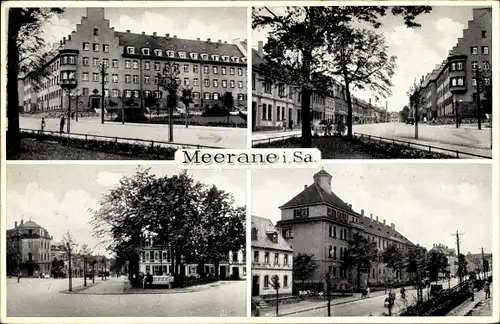 Ak Meerane in Sachsen, Straßenpartie, Ort, Gebäude