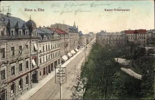 Ak Riesa an der Elbe Sachsen, Kaiser Wilhelmplatz