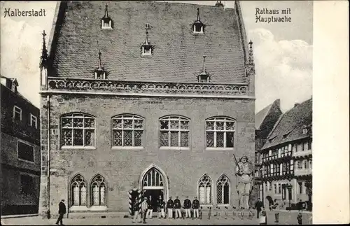 Ak Halberstadt am Harz, Rathaus, Hauptwache