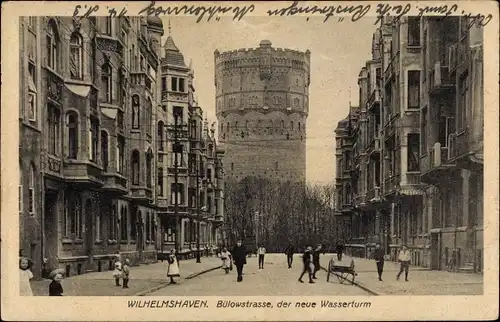 Ak Wilhelmshaven in Niedersachsen, Bülowstraße, Neuer Wasserturm