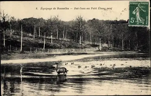 Ak Bonnelles Yvelines, Equipage, Bat l'eau au Petit Etang neuf