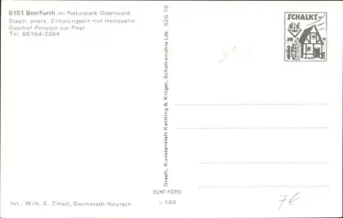 Ak Beerfurth Reichelsheim im Odenwald, Gasthof zur Post, P. Tritsch, Wegweiser Pfaffen Beerfurth