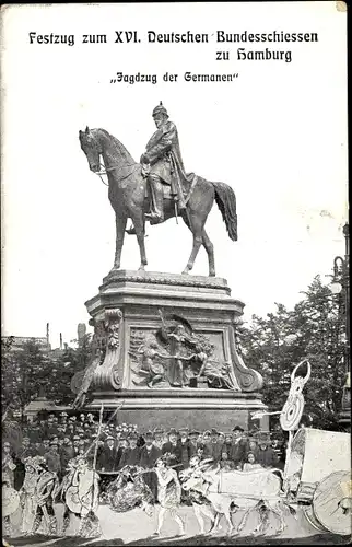 Ak Hamburg Mitte Altstadt, Festzug zum XVI Deutschen Bundesschiessen, Jagdzug der Germanen