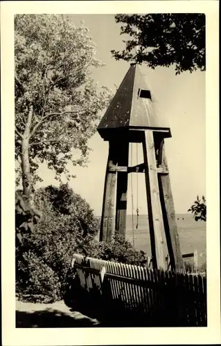 Ak Hallig Hooge in Nordfriesland, Kirchwarf, Glockenturm