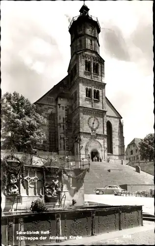 Ak Schwäbisch Hall in Württemberg, Freitreppe der Michaelskirche