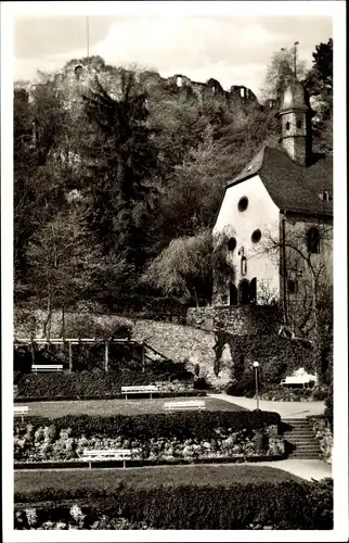 Ak Lindenfels im Odenwald Hessen, Kurgarten mit Burg