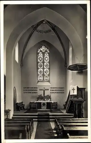 Ak Niedernhausen Fischbachtal im Odenwald, Altar der ev. Kirche