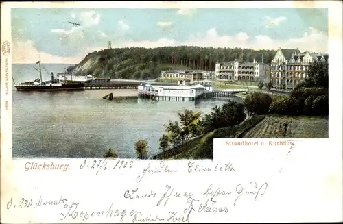 Ak Glücksburg an der Ostsee, Strandhotel und Kurhaus