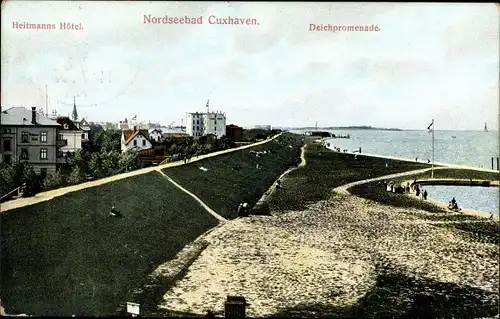 Ak Nordseebad Cuxhaven, Heitmanns Hotel, Deichpromenade