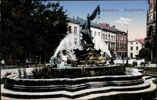 Ak Rendsburg in Schleswig Holstein, Jungfernstieg, Brunnen