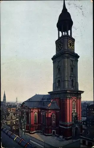 Ak Hamburg, Michaeliskirche, Totalansicht, Blick von Hausdach