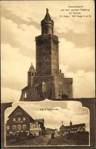 Ak Niederreifenberg Schmitten im Taunus, Großer Feldberg, Aussichtsturm, 3 Gasthäuser