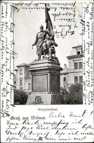 Ak Weimar in Thüringen, Ansicht vom Kriegerdenkmal