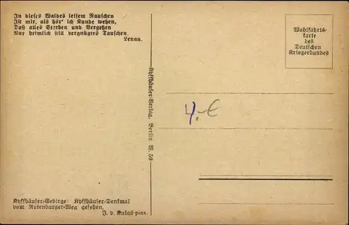 Künstler Ak Steinthaleben Kyffhäuserland Thüringen, Kyffhäuser Denkmal