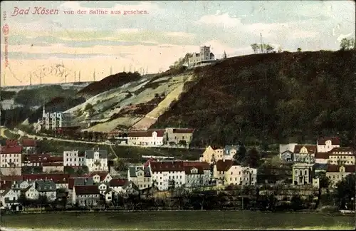 Ak Bad Kösen Naumburg an der Saale, Ort von der Saline aus gesehen, 1907
