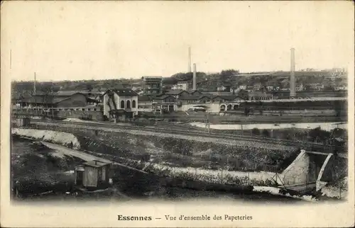 Ak Essonnes Essonne, Vue d'ensemble des Papeteries