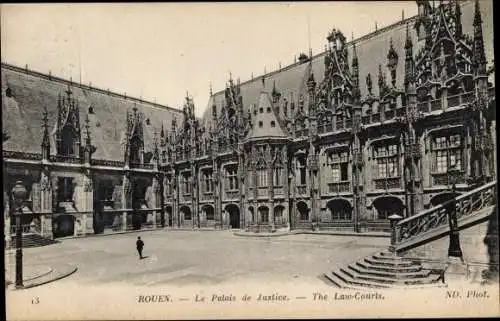 Ak Rouen Seine Maritime, Le Palais de Justice, Au Bon Lino, Reklame