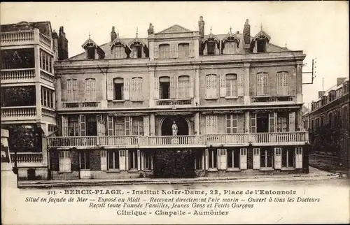 Ak Berck Plage Pas de Calais, Institut Notre Dame, 23, Place de l'Entonnoir