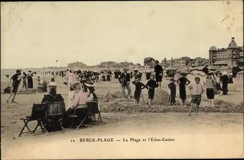 Ak Berck Plage Pas de Calais, La Plage, L'Eden Casino