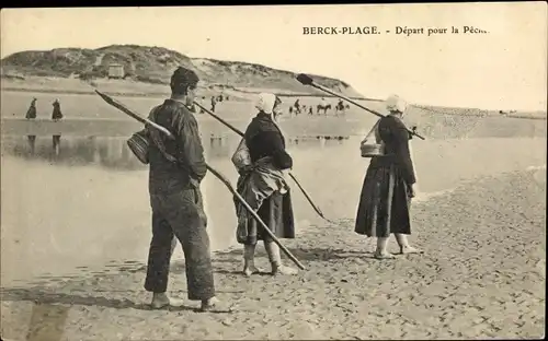 Ak Berck Plage Pas de Calais, Depart pour la Peche