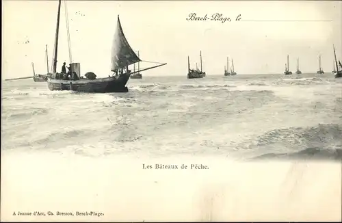 Ak Berck Plage Pas de Calais, Les Bateaux de Peche