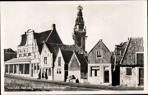 Ak Monnikendam Waterland Nordholland Niederlande, Gezicht van uit Haven