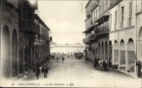 Ak Philippeville Skikda Algerien, La Rue Nationale