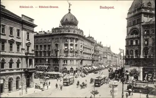 Ak Budapest Ungarn, Rakoczi-Straße