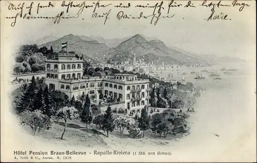 Ak Rapallo Riviera Liguria, Hotel Pension Braun Bellevue