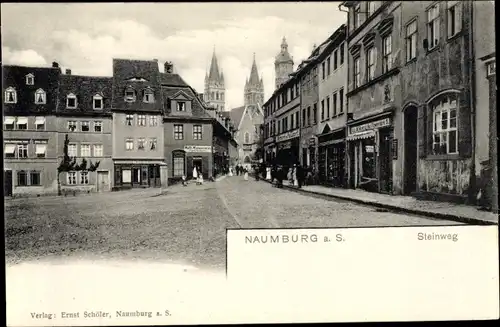 Ak Naumburg an der Saale, Steinweg, Geschäfte