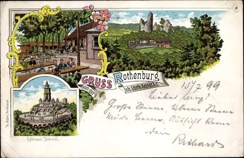 Litho Steinthaleben Kyffhäuserland in Thüringen, Rothenburg, Gasthaus, Kyffhäuserdenkmal