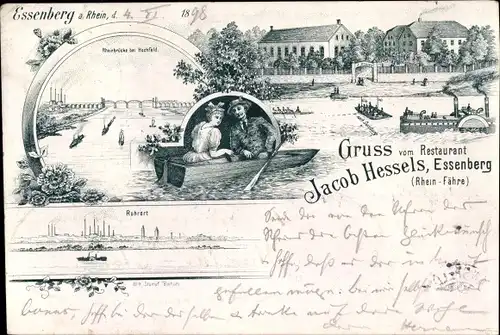 Litho Essenberg Homberg am Rhein Duisburg, Restaurant, Rheinfähre, Ruhrort