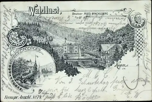Vorläufer Litho Hagen in Westfalen, Gasthaus Waldlust, 1895