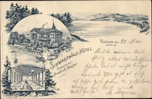 Litho Titisee Neustadt im Breisgau Hochschwarzwald, Schwarzwald Hotel, Innenansicht, Seepartie