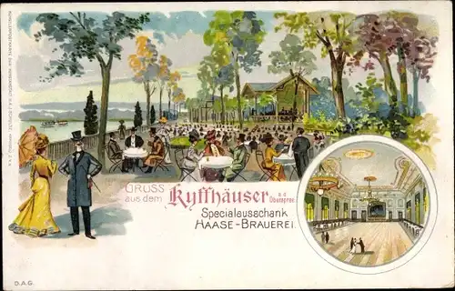 Ak Berlin Treptow Niederschöneweide, Gasthaus Kyffhäuser an der Oberspree, Innenansicht