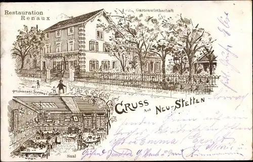 Litho Neustetten Neu Stetten Lörrach in Baden, Restauration Renaux, Innenansicht