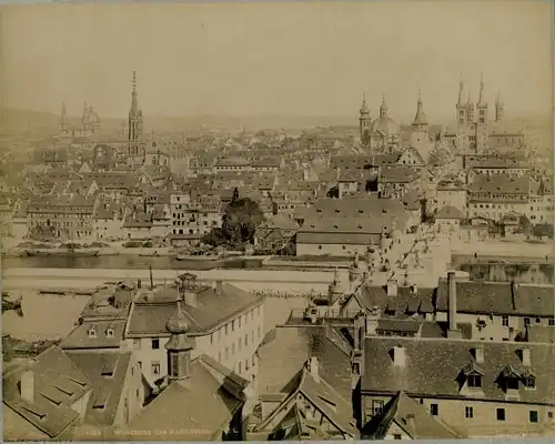 Foto um 1880, Würzburg am Main Unterfranken, Stadbild vom Marienberg aus