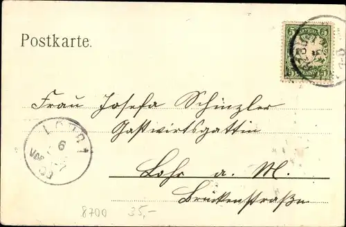 Litho Würzburg am Main Unterfranken, Totalansicht der Ortschaft