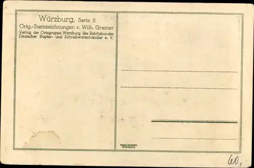 Steindruck Künstler Ak Greiner, Wilh., Würzburg am Main Unterfranken, Neue Universität