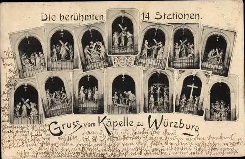 Ak Würzburg am Main Unterfranken, Käppele, die 14 Stationen