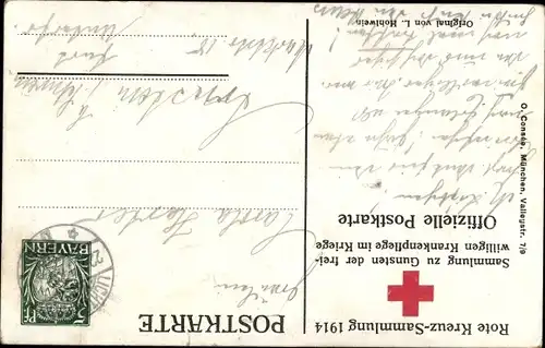 Künstler Ak Hohlwein, Ludwig, Rote Kreuz Sammlung 1914, Freiwillige Krankenpflege im Kriege