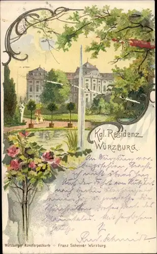 Litho Würzburg am Main Unterfranken, Kgl. Residenz