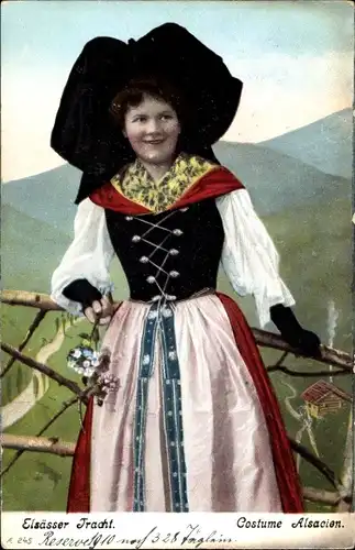 Ak Elsässer Tracht, Costume Alsacien, Frau