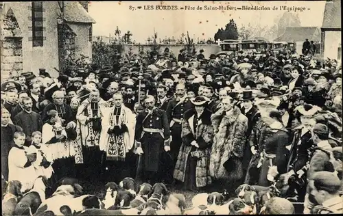 Ak Les Bordes Yvelines, Fete de Saint Hubert, Benediction de l'Equipage