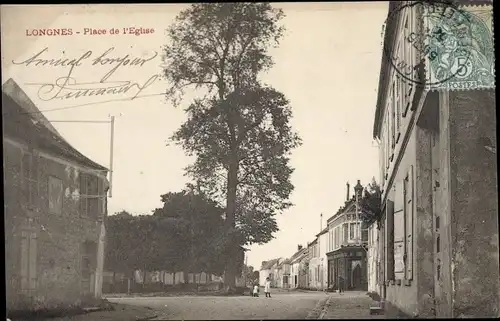 Ak Longnes Yvelines, Place de l'Eglise