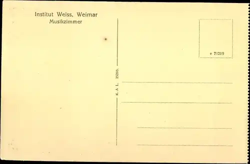 Ak Weimar in Thüringen, Institut Weiss, Musikzimmer